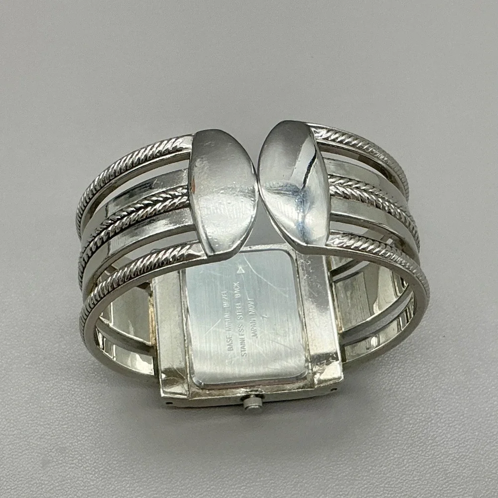 Premier Designs Watch Women's Silver Tone Cuff Bracelet Quartz 7